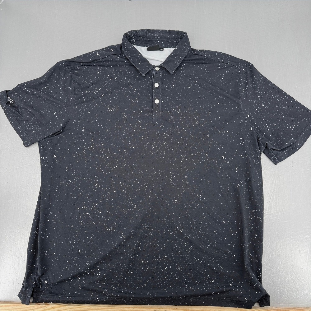 Sunday‎ Swagger Mens 3XL Black White Paint Splatter Golf Polo Short Sleeve Shirt